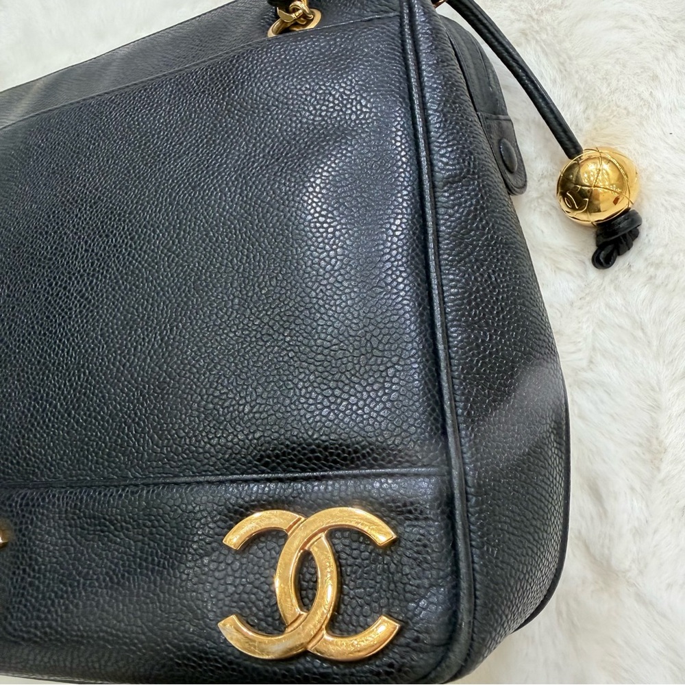 CHANEL Black Caviar Leather Triple CC Shoulder Bag - Picture 10 of 12